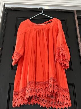 Free People oversized orange blousy top in large